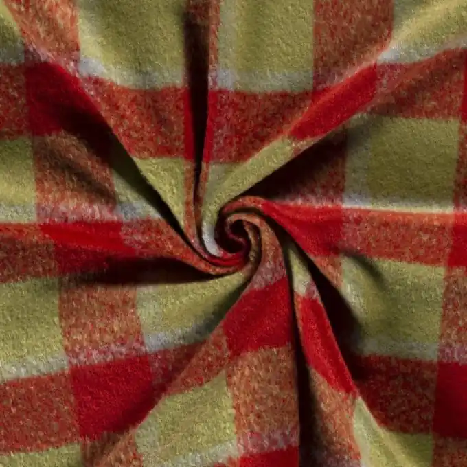 Online Kaufen Wollstoff große Karos rot gelb
