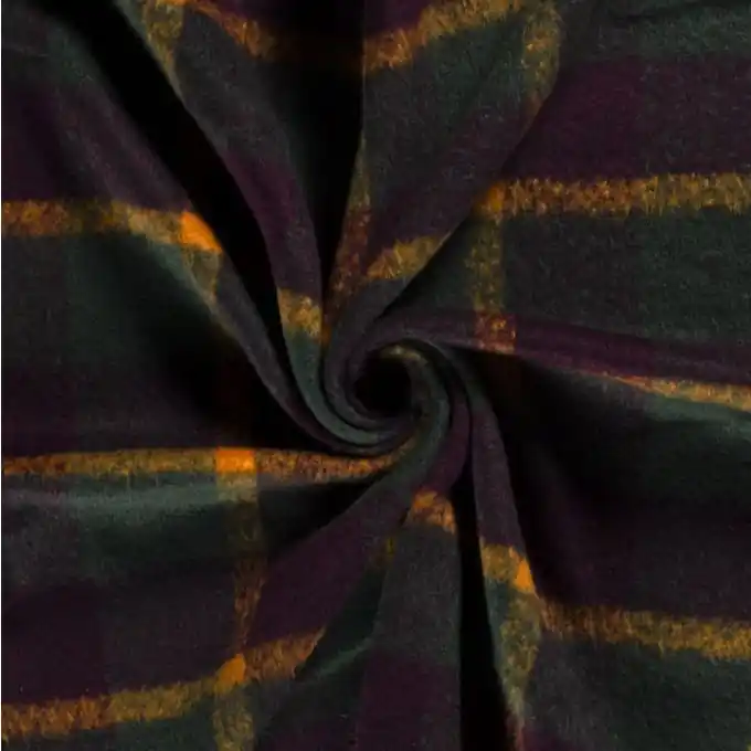 Wollstoff große Karos lila, grün und gelb Finale Aktion