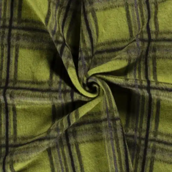 Wollstoff große Karos apfelgrün schwarz Schneller Versand