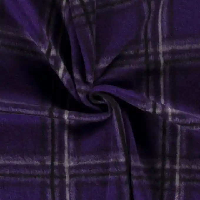 Wollstoff große Karos violett und schwarz Top-Preis