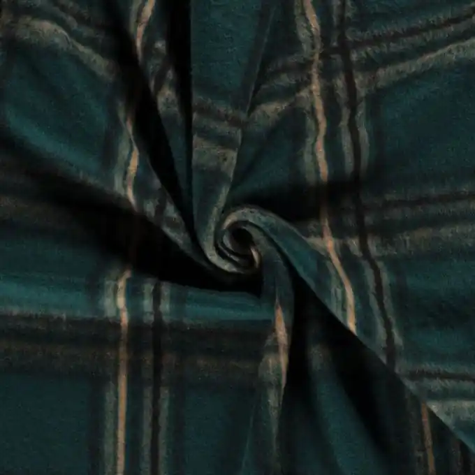 Wollstoff große Karos grün und schwarz Hochwertig