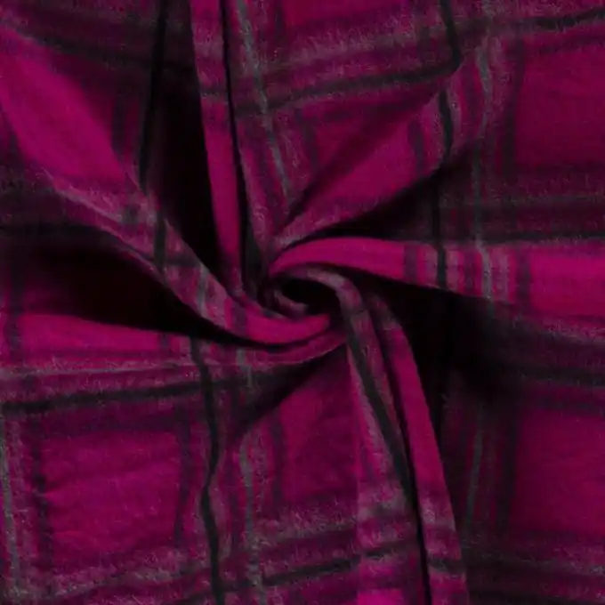 Wollstoff große Karos fuchsia und schwarz Kracherpreis