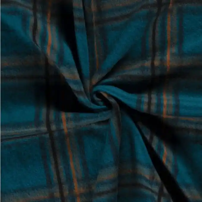 Finale Aktion Wollstoff große Karos türkis schwarz