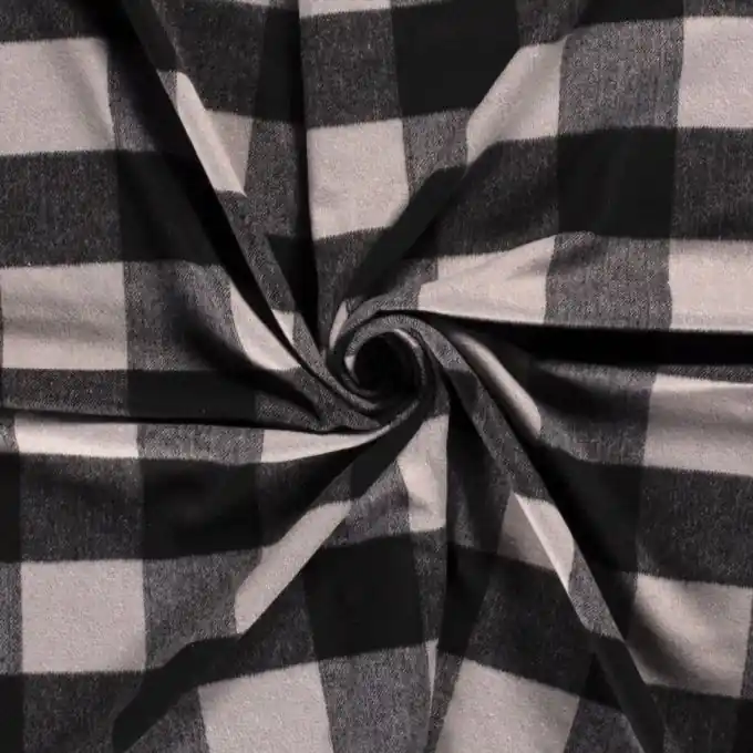 Mega-Angebot Wollstoff große Karos grau schwarz