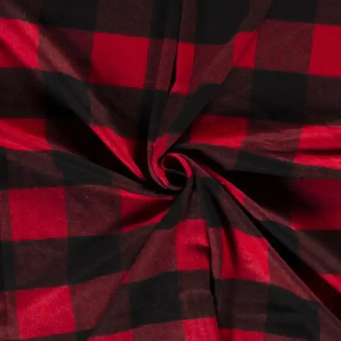 Wollstoff große Karos rot schwarz Begrenztes Angebot