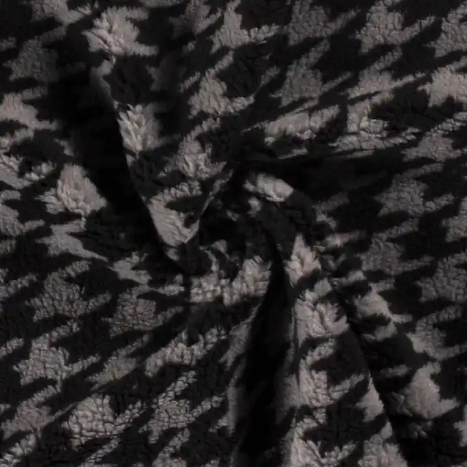 Wollstoff Hahnenfuß grau und schwarz Super-Preis