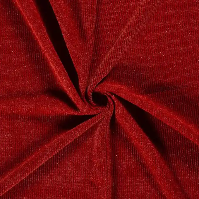 Strickstoff Relief Lurex rot orange Zertifiziert