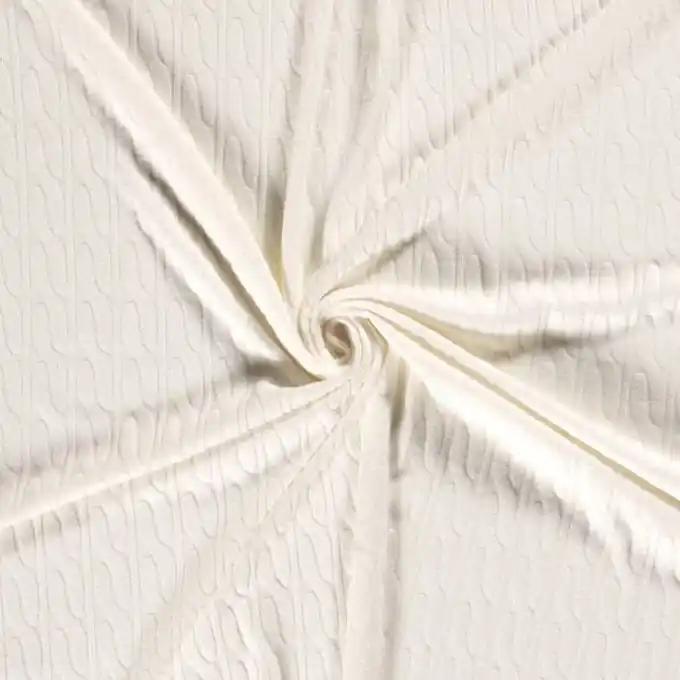 Strickstoff großes Zopfmuster weiß Kostenloser Versand