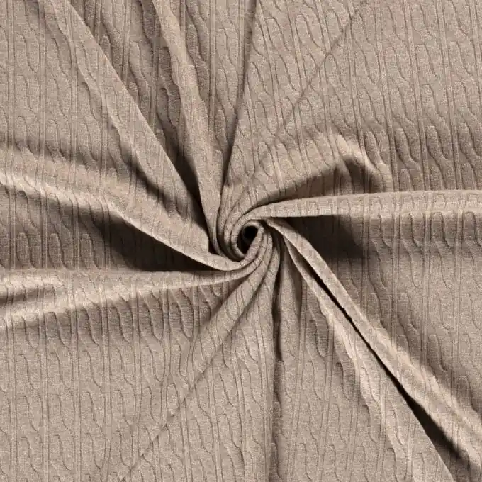 Strickstoff großes Zopfmuster taupe Jetzt Bestellen