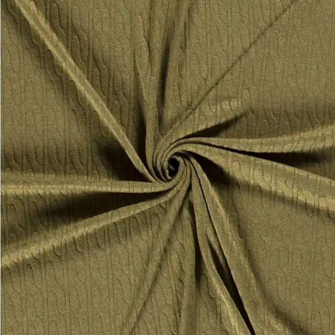 Preisknaller Strickstoff großes Zopfmuster olivgrün