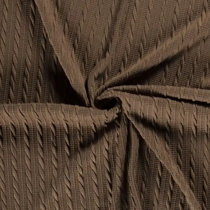 Premium Strickstoff vertikales Zopfmuster khaki