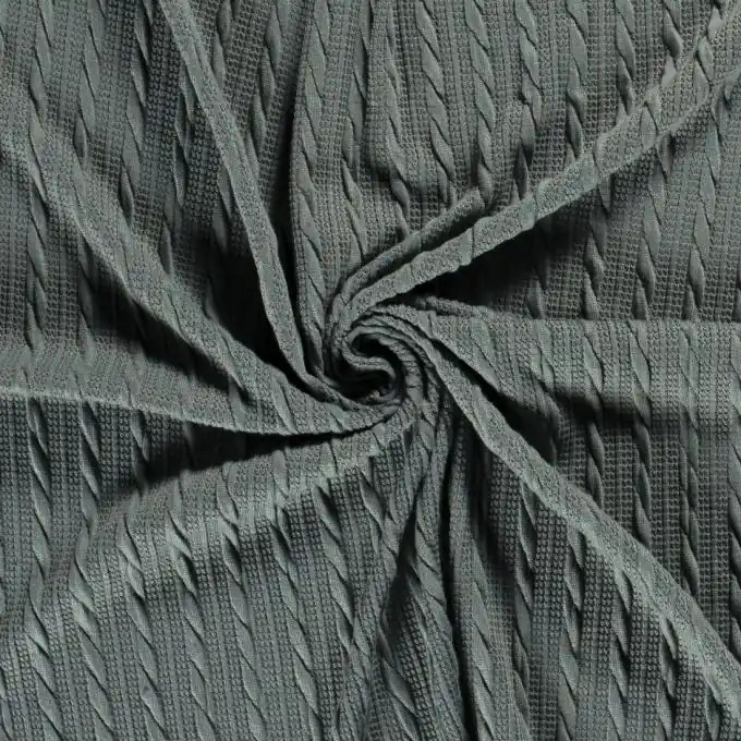 Schneller Versand Strickstoff vertikales Zopfmuster grün-blau