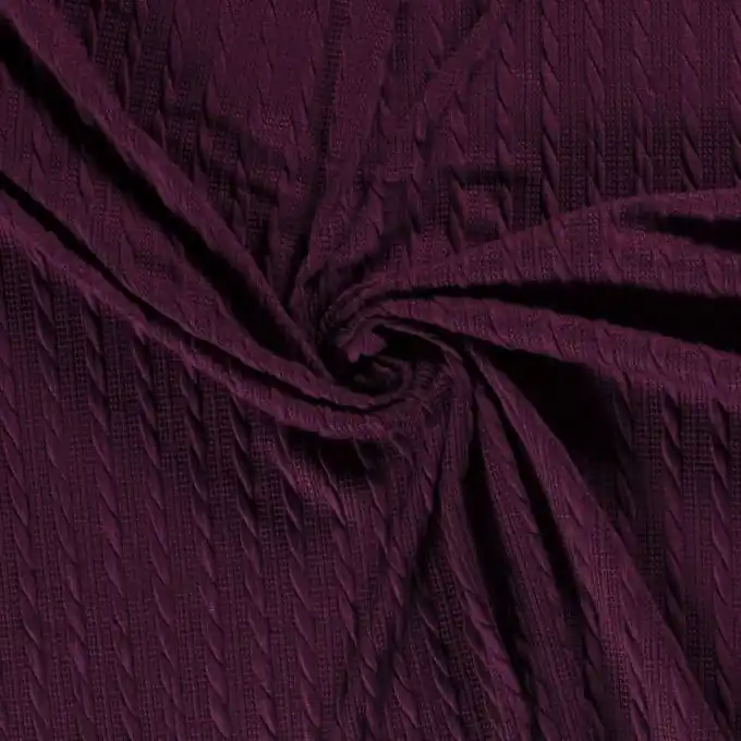 Preisknaller Strickstoff vertikales Zopfmuster pflaumenfarben