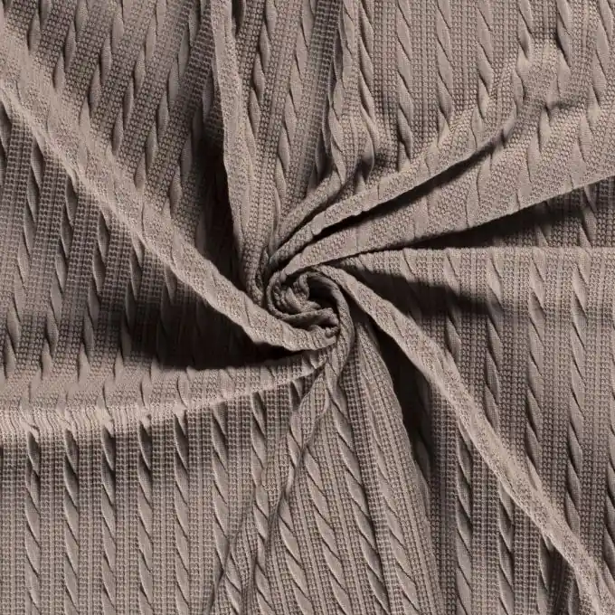 Strickstoff vertikales Zopfmuster grau Hochwertig