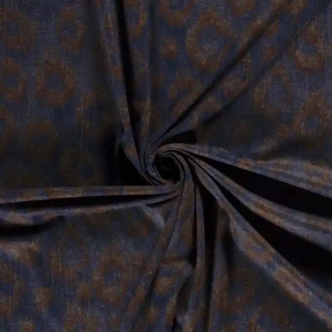 Strickstoff Milano Leopardenmuster orange und marineblau Garantierte Lieferung