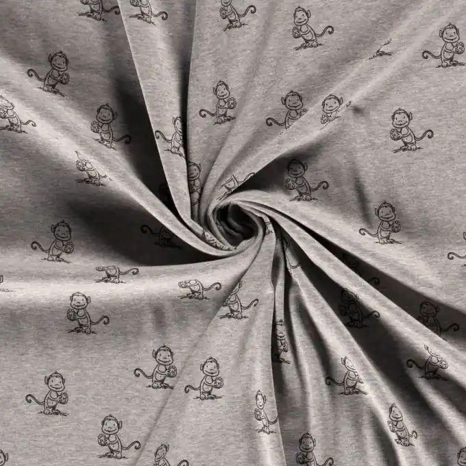 Alpenfleece Affe Rückseite Fleece grau Schneller Versand