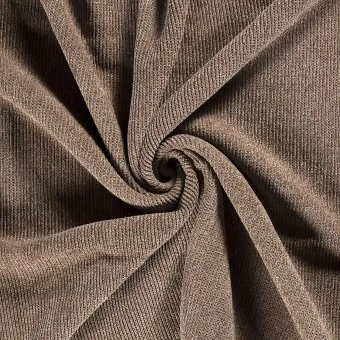 Aktuell Fleece-Stoff samtige Streifen taupe