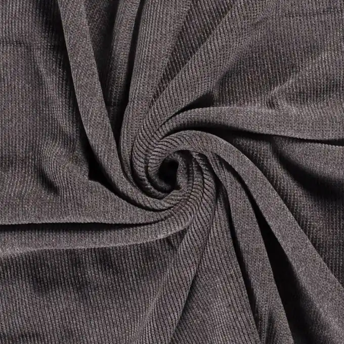 Online Kaufen Fleece-Stoff samtige Streifen dunkelgrau