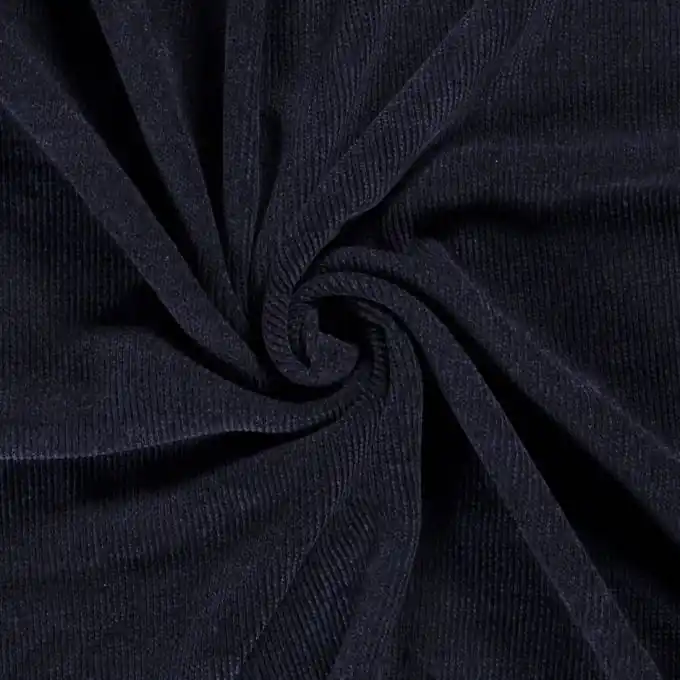 Saisonangebot Fleece-Stoff samtige Streifen marineblau