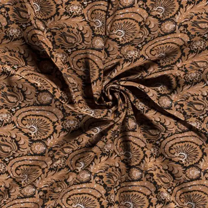 Jetzt Kaufen Viskose-Popeline arabeske Blumen taupe