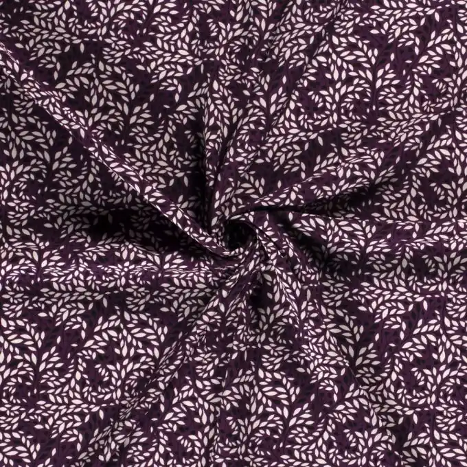 Viskose-Popeline Blätter bordeauxrot Meistverkauft