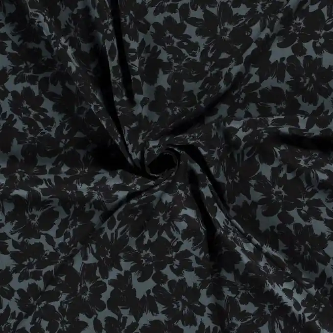 Twill-Viskose gemalte Blumen grün Angebot