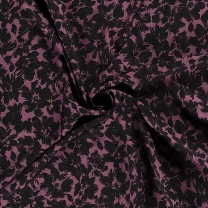 Markenprodukt Twill-Viskose gemalte Blumen violett