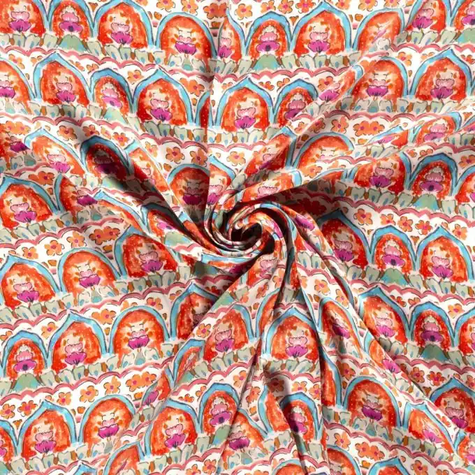 Viskose-Stoff Blumen bunt Gratis Versand