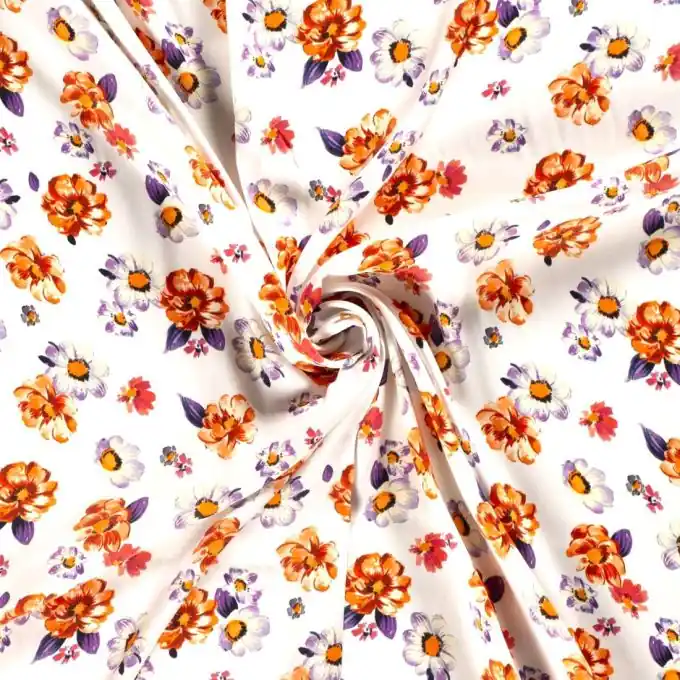 Viskose-Stoff Blumen lila Markenware