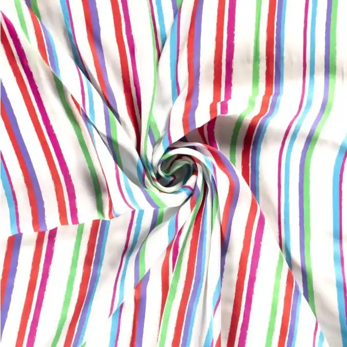 Hochwertig Viskose-Stoff Streifen rot und grün