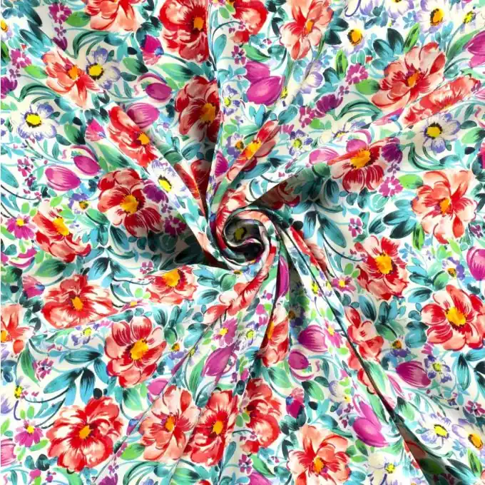 Rabatt Viskose-Stoff Blumen grün