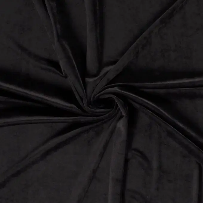 Samtstoff glänzend kurzer Flor schwarz Kostenloser Rückversand