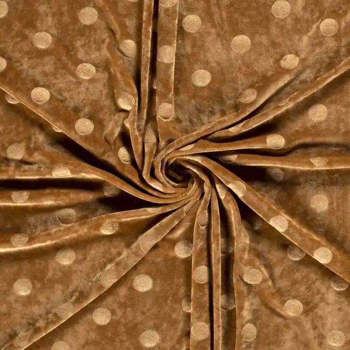 Top-Qualität Samtstoff Stretch Punkte hellbraun