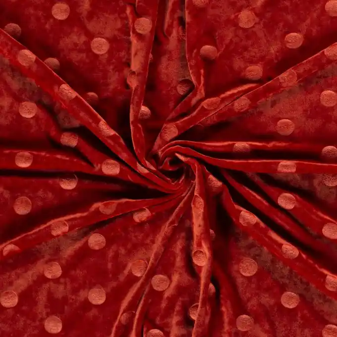 Beliebt Dehnbarer Samtstoff Punkte rot