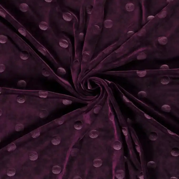 Highlight Dehnbarer Samtstoff Punkte pflaume