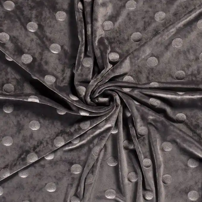 Direkt Vom Hersteller Dehnbarer Samtstoff Punkte grau