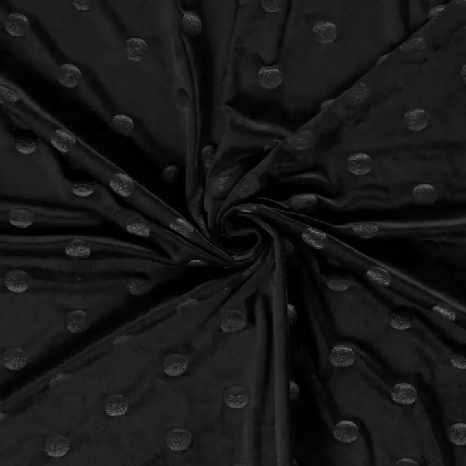 Dehnbarer Samtstoff Punkte schwarz Neue Kollektion