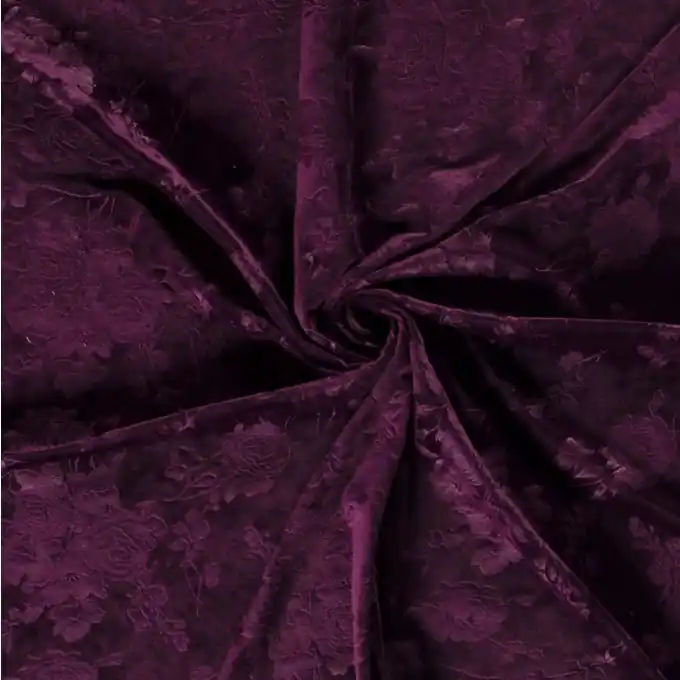 Stretch-Veloursstoff Blumen Pflaume – 150 cm Breite Limited Edition