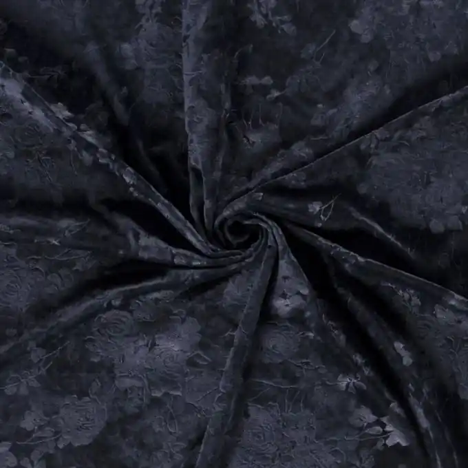 Stretch-Samtstoff Blumen Marineblau 150 cm Breite Expressversand