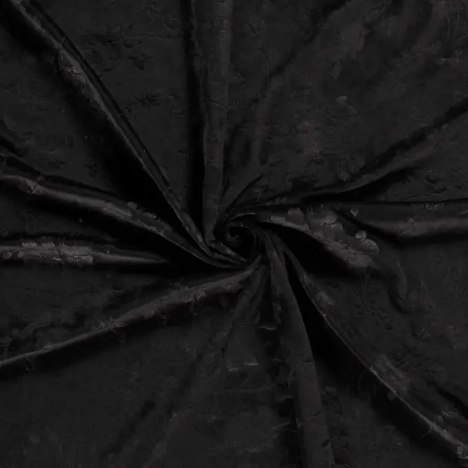 Stretch-Samtstoff Blumen Schwarz 150 cm Breite Neu Im Sortiment