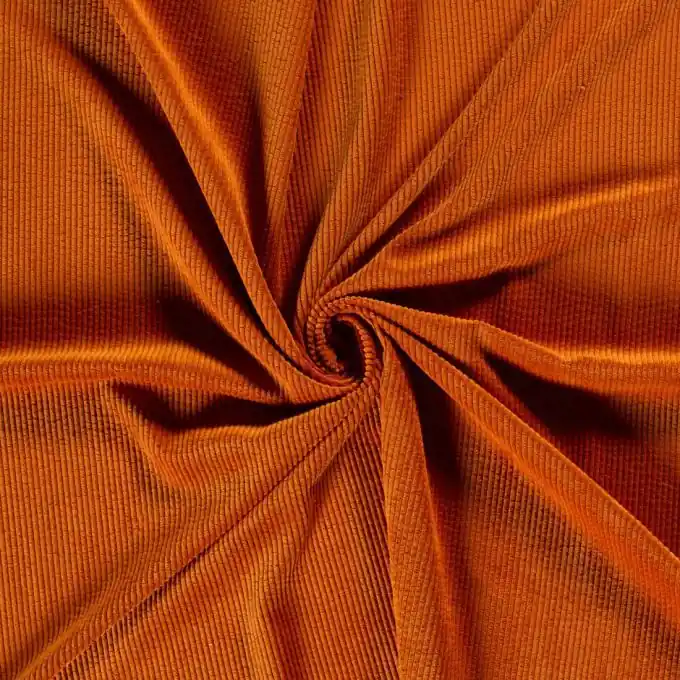 Orangefarbener Samt „Milleraies“ Stoff, 150 cm Breite Original