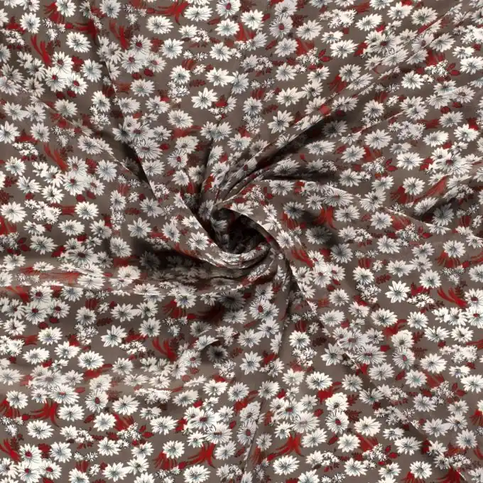 Ab Werk Polyester-Stoff Gänseblümchen braun