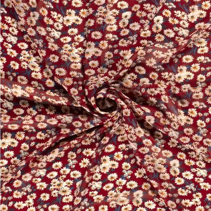 Großhandel Polyester-Stoff Gänseblümchen rot