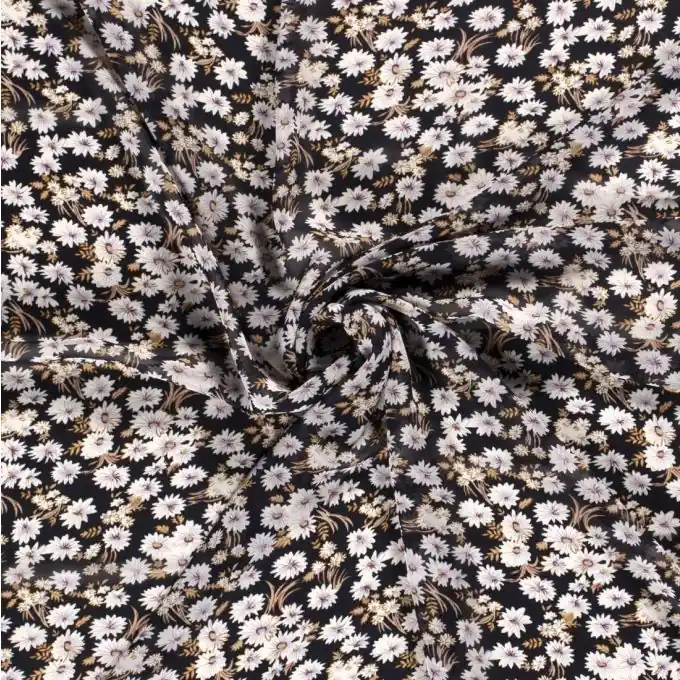 Polyester-Stoff Gänseblümchen marineblau Direktkauf