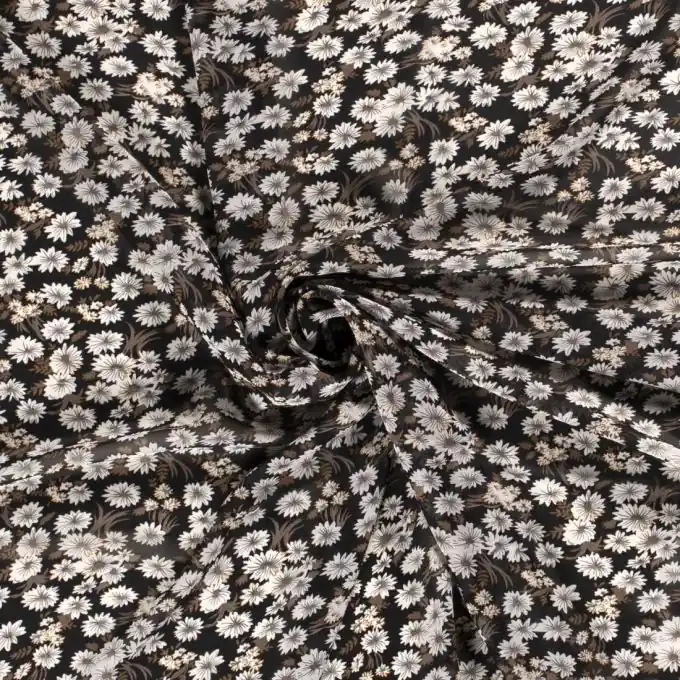 Polyester-Stoff Gänseblümchen schwarz Günstig