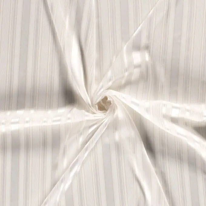 Voile-Stoff transparente Steifen Polyester cremefarben Schnäppchen