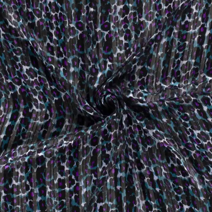 Voile-Stoff Polyester Leopardenmuster pertrolblau Knallerangebot