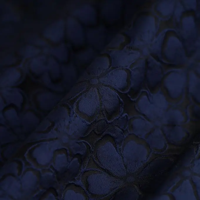 Jacquard Blumen blau schwarz Preiswert