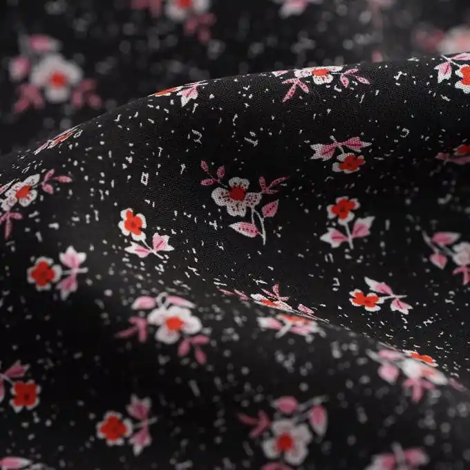 Limited Edition Viskose-Popeline Ecovero Blumensträuße schwarz