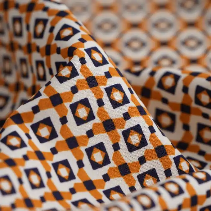 Schnäppchen Viskose-Popeline Ecovero Rauten orange